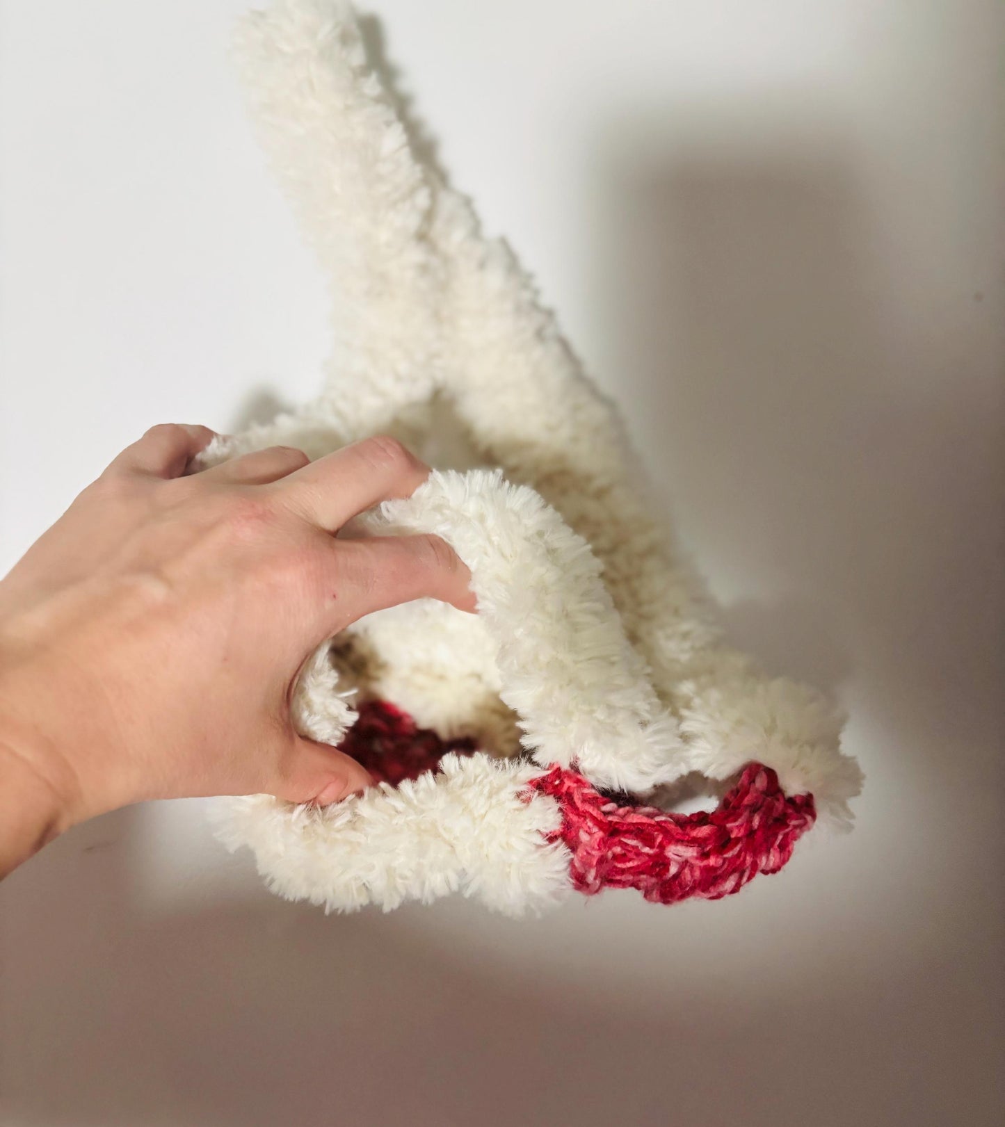 Valentine’s Day Crossbody Bag Crochet Heart Faux Fur Yarn