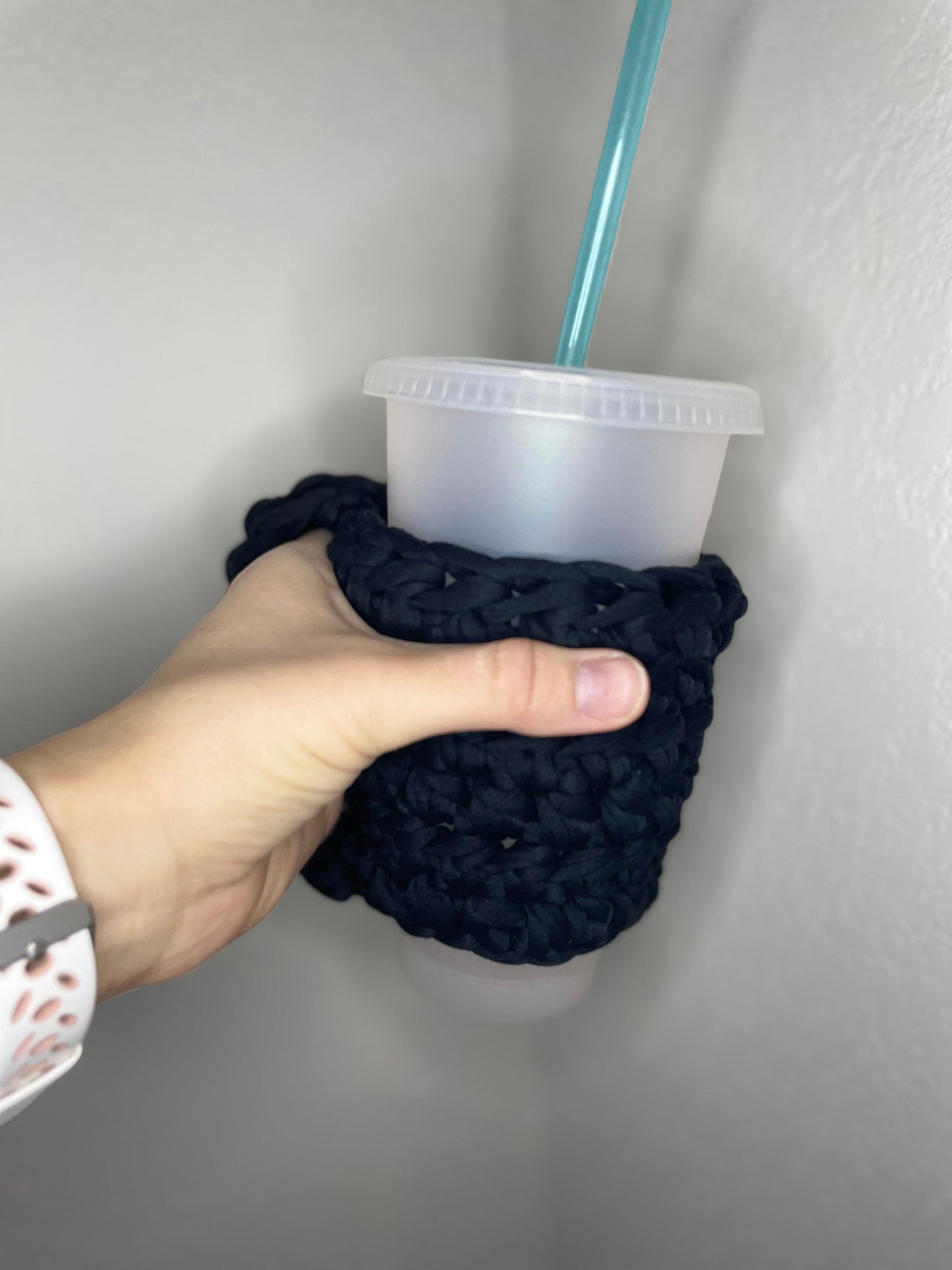 Crochet Coffee Cozy Pillow Cozy Cold Cup Cozy with Handle