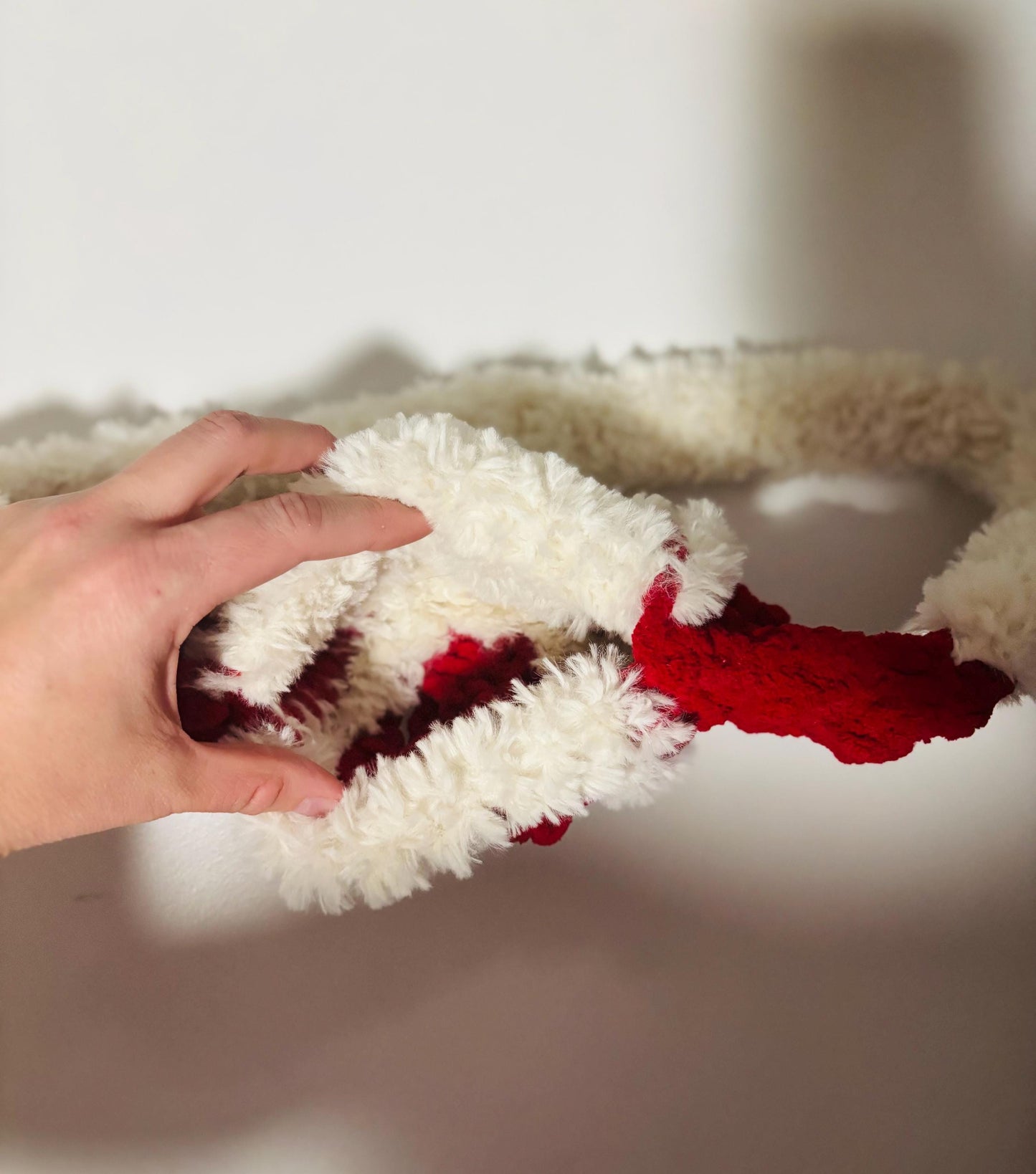 Valentine’s Day Crossbody Bag Crochet Heart Faux Fur Yarn
