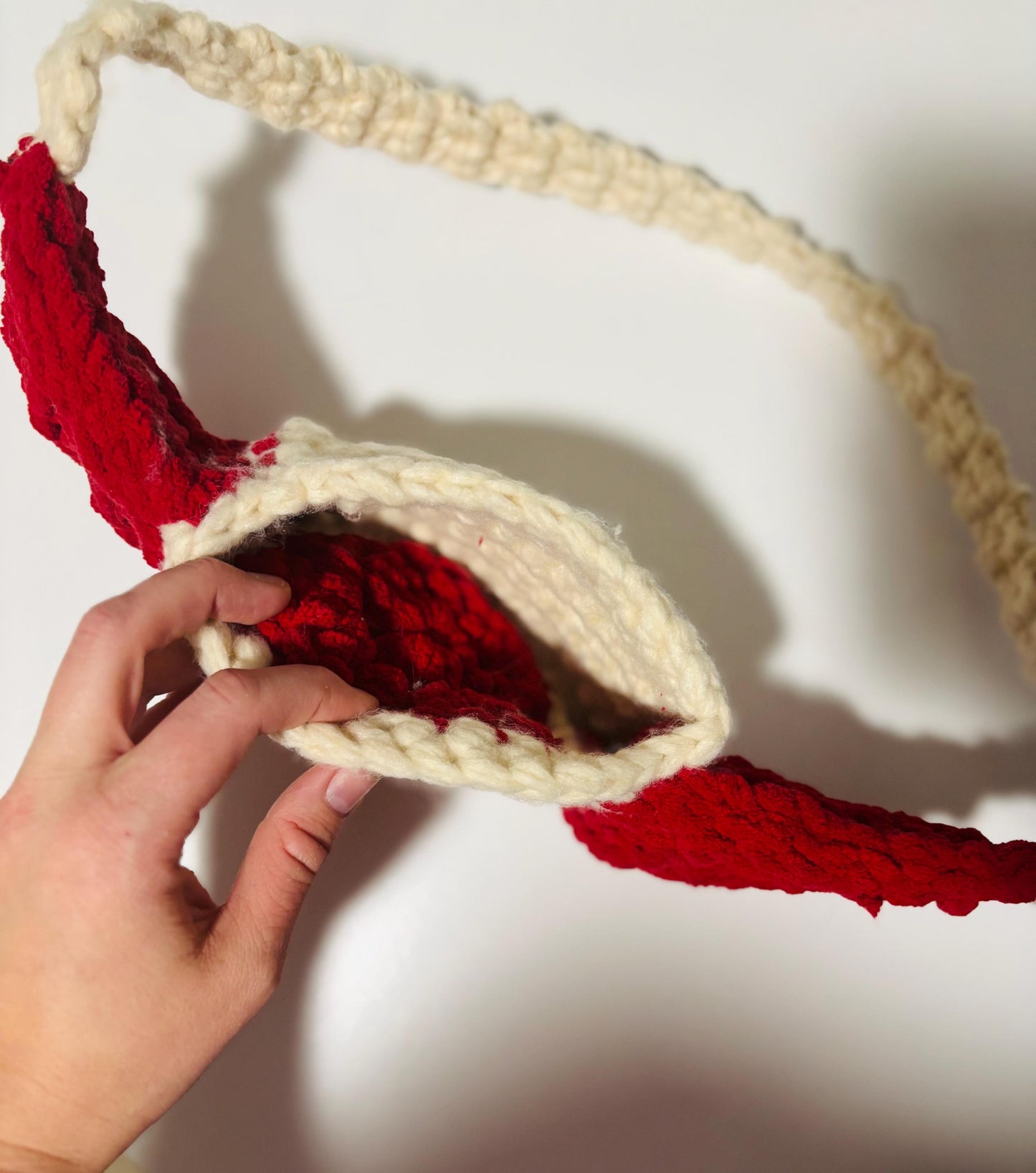 Valentine’s Day Crossbody Bag Crochet Heart Faux Fur Yarn