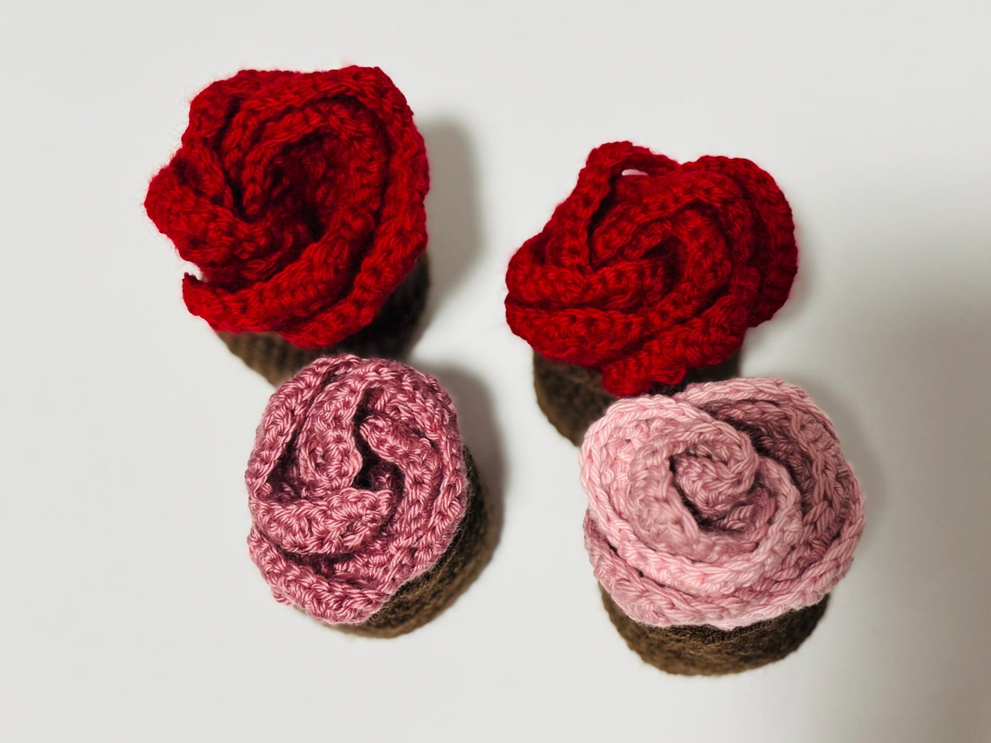 Crochet Heart Rose Plant Coaster Set of 4 Valentine’s Day