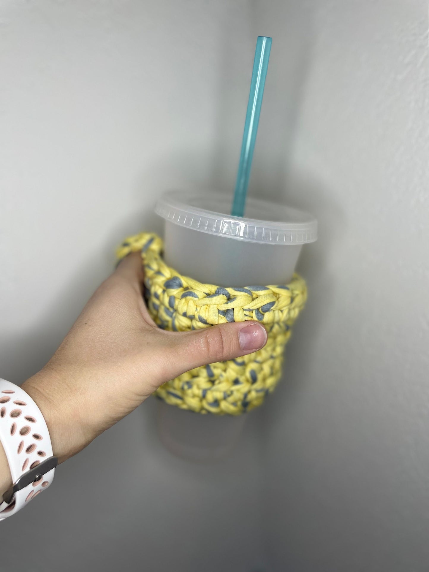 Crochet Coffee Cozy Pillow Cozy Cold Cup Cozy with Handle